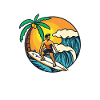 Surfer rides a wave