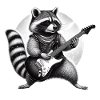 Waschbär mit E-Gitarre