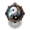 Elegant steampunk-style yin yang sign.