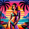 beach palm girl