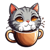 Cat bathes in coffee