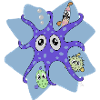 Squid with fish looking surprised