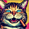 Chat Pop Art Fauve Fumeur