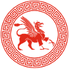 Griechisches rotes Greifsymbol