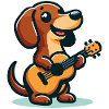 Cute Dachshund playing Guitar