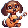 Cute Dachshund playing Guitar