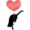 Cat with Heart Balloon