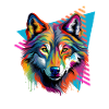 Bunter Wolf Farbspritzer Farbkleckse