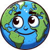 Happy smiling Earth cartoon character