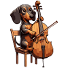 Cute Dachshund playing Cello