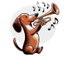 Dachshund playing Trumpet