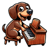 Cute Dachshund playing Piano