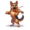 German Shepherd playing violin