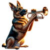 German Shepherd playing Trumpet