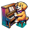 Golden Retriever playing Piano