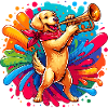 Golden Retriever playing Piano