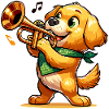 Golden Retriever jouant du piano
