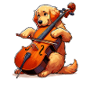 Golden Retriever Playing Cello