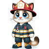 Chat mignon pompier
