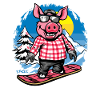 Snowboarden op Snowboard, Snowboarder Pig
