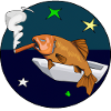 Fish with a cigar in space.
