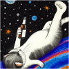 Chat ivre dans l’espace.