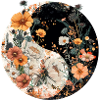 Yin-yang symbol with flowers