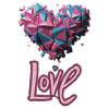 Pink and blue geometric heart