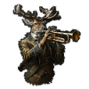 Élégant cerf musicien bois trompette