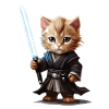 Cute cat with lightsaber