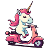 Einhorn auf Moped