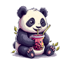 Niedlicher Panda mit Tee