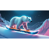 Polar bear on snowboard