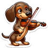 Cute Dachshund playing Violin