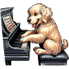 Golden Retriever Playing Piano