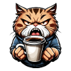 Angry cat with coffee