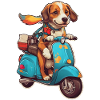 Hund auf einem Roller