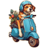 Chien sur une trottinette