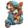 Chien sur une trottinette