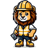 Cute Lion Construction Worker
