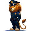 Cute Lion Police Officer