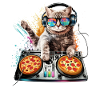 Weltraum Katze Pizza Discjockey - Interstellar