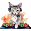Weltraum Katze Pizza Discjockey - Interstellar