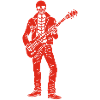 Squelette guitariste (rouge)
