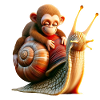 Singe sur l’escargot : amitié joueuse
