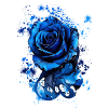 Blå rose, bølge, blæk, maleri, akvarel, rose