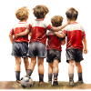 Four friends playing football