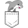 Shirt pocket with cute dolphin