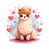 Alpaca with hearts