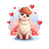 Alpaca with hearts